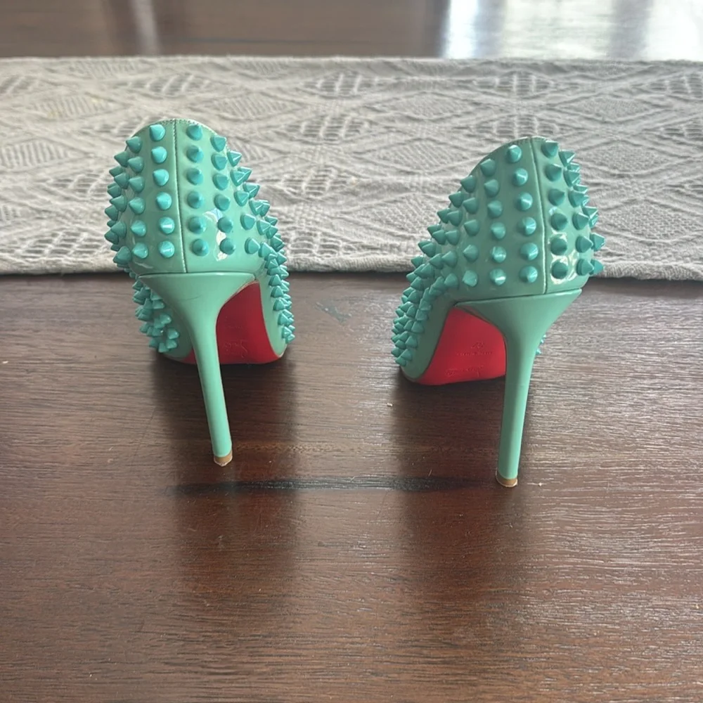Christian Louboutin 37 pigalles spikes teal - Picture 3 of 6